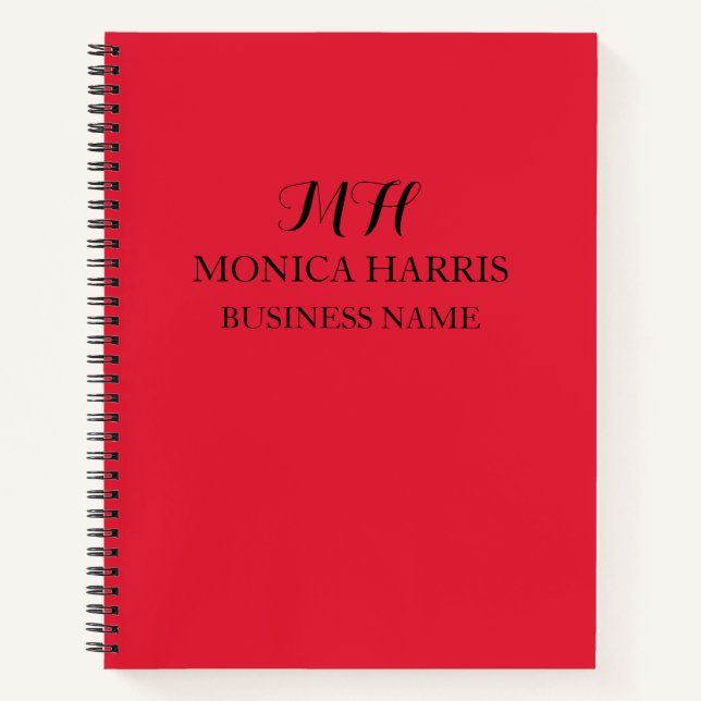 Beruflich Red Monogram Initial Business Notizbuch (Vorderseite)