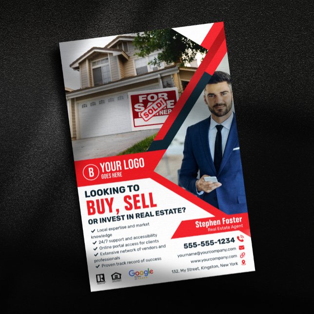 Beruflich Red Real Anwesen Agent Kaufen Verkaufsin Flyer (Von Creator hochgeladen)