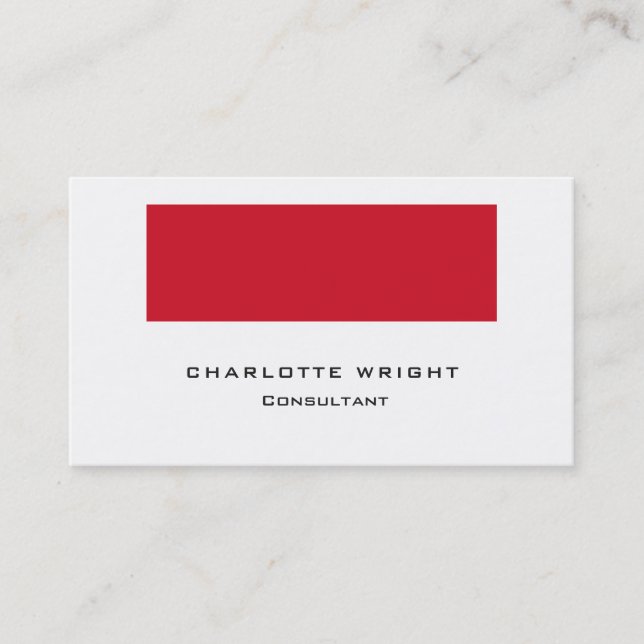 Beruflich Red White Modern Minimalistisch Trendy Visitenkarte (Vorderseite)