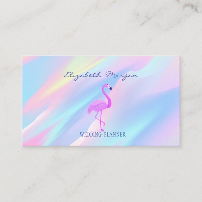 Beruflich-rosa Flamingo, holografisch Abstrakt Visitenkarte (Vorderseite)