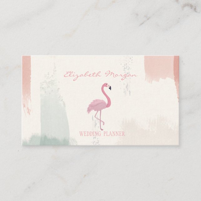 Beruflich rosa Flamingo, Wasserfarbenpinselschlag, Visitenkarte (Vorderseite)