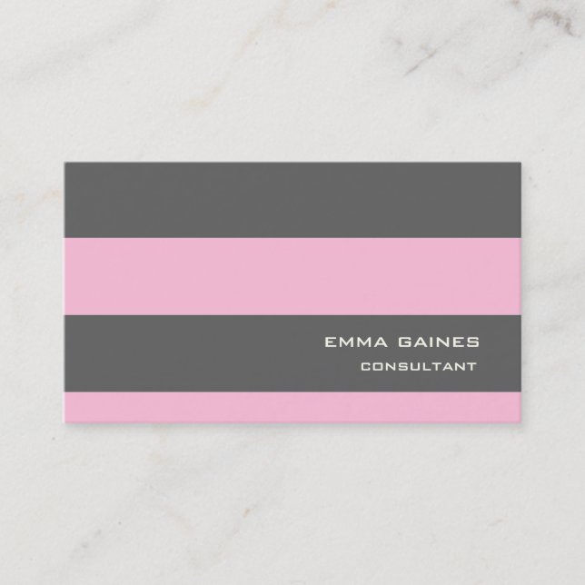 Beruflich rosa graue Streifen trendy Style Visitenkarte (Vorderseite)