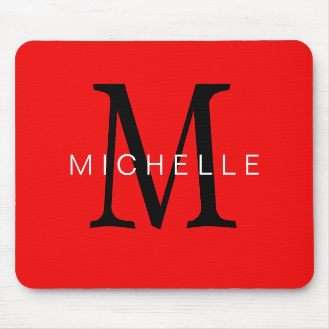 Beruflich-Rot-Monogramm Ihr Name Mousepad (Vorne)