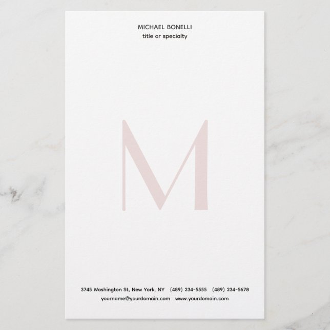 Beruflich Schlicht Modernes Minimalistisches Mit M Briefpapier (Vorderseite)