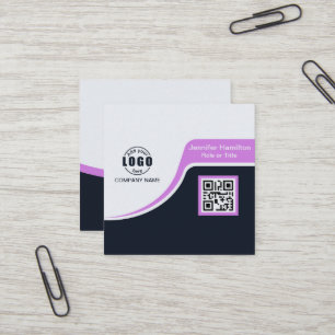 Beruflich Schwarz Lila hinzufügen Sie Ihre Logo-QR Quadratische Visitenkarte