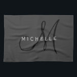 Beruflich Schwarze Monogramm Grau Ihres Namens Geschirrtuch<br><div class="desc">Schlichte Minimalistische moderne Designs. Sie sind alle einfach,  attraktiv,  einzigartig.</div>