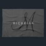Beruflich Schwarze Monogramm Grau Ihres Namens Geschirrtuch<br><div class="desc">Schlichte Minimalistische moderne Designs. Sie sind alle einfach, attraktiv, einzigartig.</div>