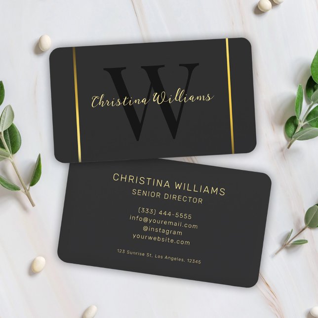 Beruflich Schwarzes Gold Modernes, Minimalistische Visitenkarte (Professional Black Gold Modern Minimalist Elegant Business Card)