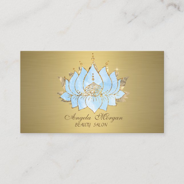 Beruflich Simple Blue Lotus Gold Visitenkarte (Vorderseite)