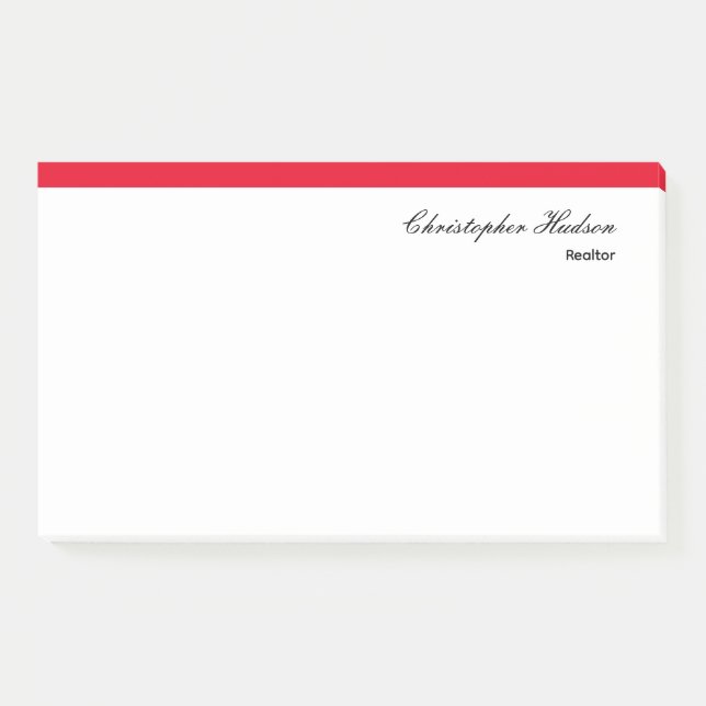 Beruflich Simple Schlicht Real Anwesen Red White Post-it Klebezettel (Vorderseite)