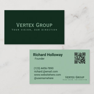 Beruflich Sleek Modern Bold Dark Green Clean Visitenkarte