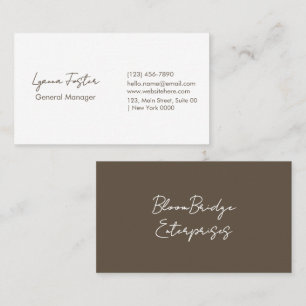 Beruflich Sleek Two Tone Brown White Typografie Visitenkarte