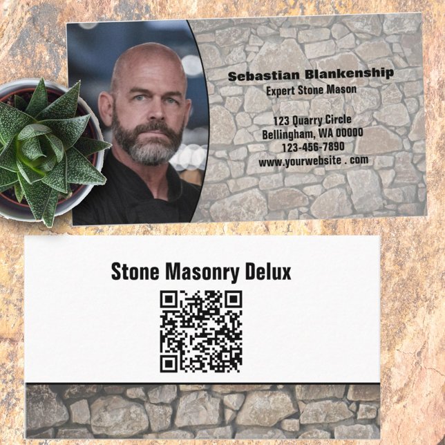 Beruflich Stone Wall Custom Foto QR Code Visitenkarte (Von Creator hochgeladen)
