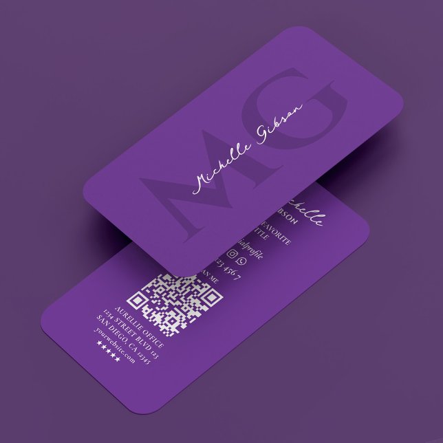 Beruflich Therapeut Royal Lila Monogram Visitenkarte (Professional Therapist Royal Purple Monogram Business Card
)