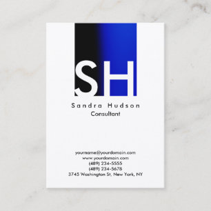 Beruflich Trendy Blue White Monogram Visitenkarte