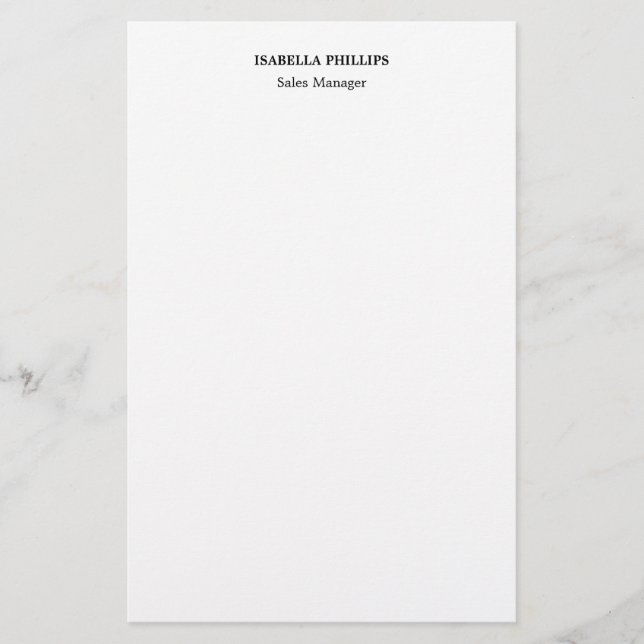 Beruflich-weiß Minimalistisch Schlicht kreativ Briefpapier (Vorderseite)