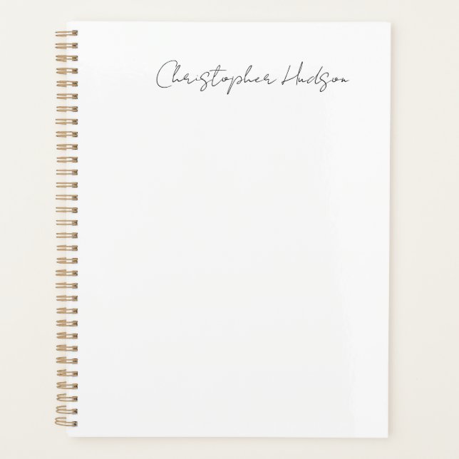 Beruflich-weiß-Schlicht-kreativ-Chic-Kalligrafie Planer (Vorderseite)