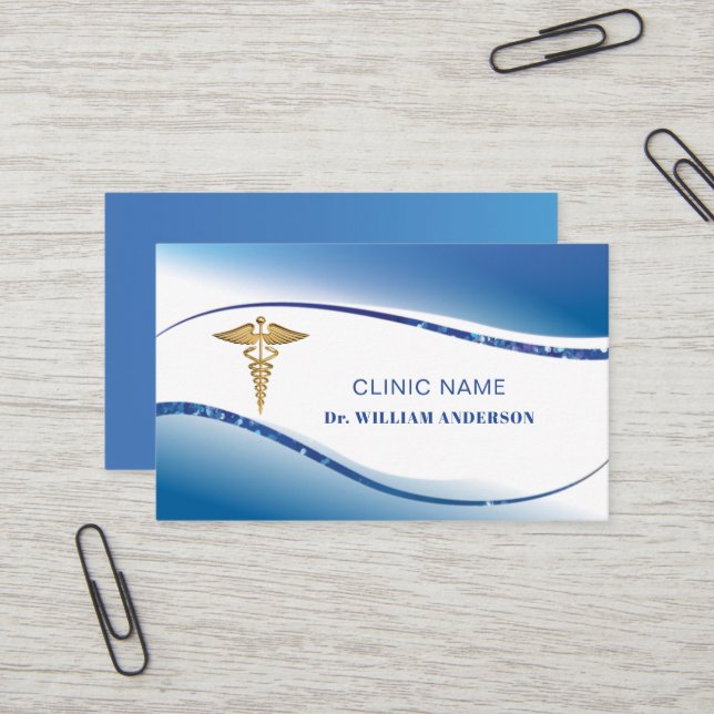 Beruflich White Blue Medical Doctor Clinic Visitenkarte (Vorderseite/Rückseite Beispiel)