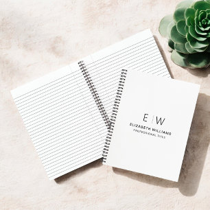 Beruflich-White-Monogram-Business Notizbuch