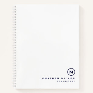 Beruflich-White Navy-Monogramm Notizbuch