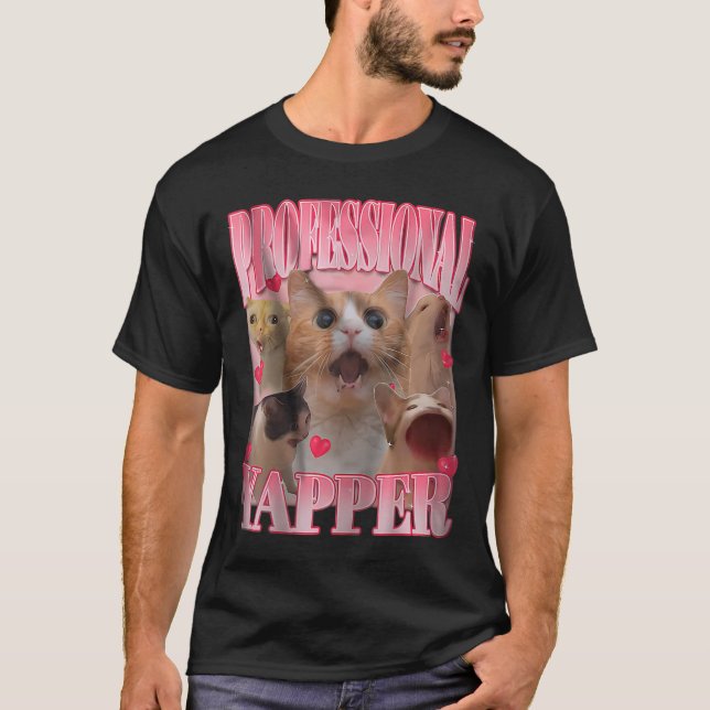 Beruflich Yapper Cat Funny Meme T-Shirt (Vorderseite)