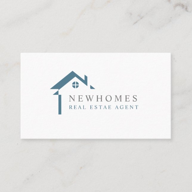 Beruflich Zuhause Real Anwesen Agent Logo Blau Visitenkarte (Vorderseite)