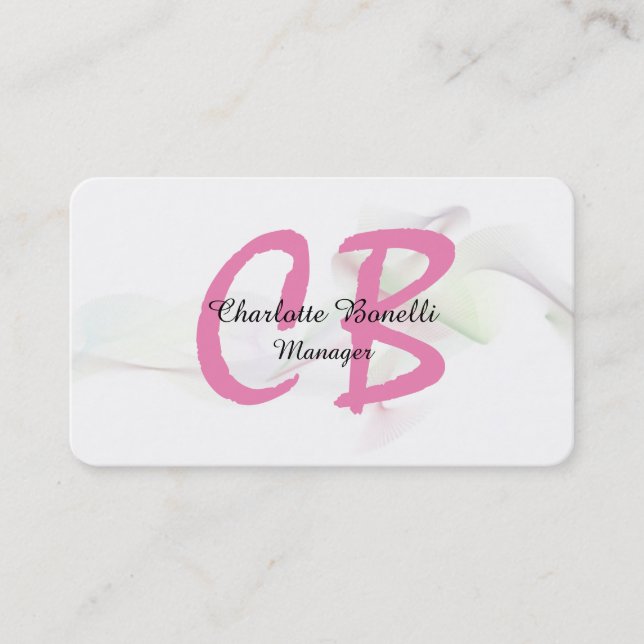 Berufliche Abstrakte Curve-Rosa-Monogramm Visitenkarte (Vorderseite)