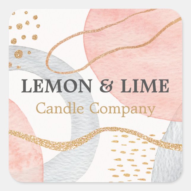 Berufliche Abstrakte Pasta Wasserfarbe Rosa Quadratischer Aufkleber (Vorderseite)