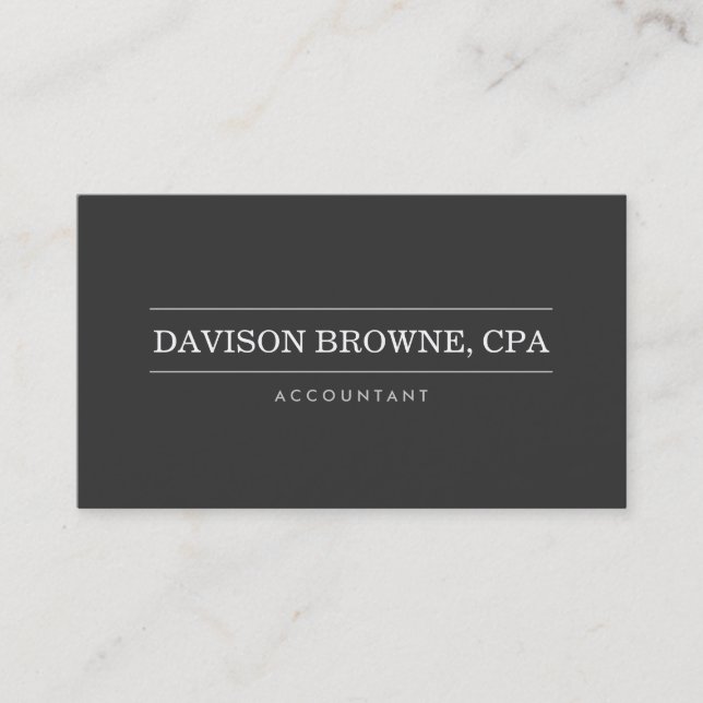 Berufliche Accountant Dark Gray Business Card Visitenkarte (Vorderseite)