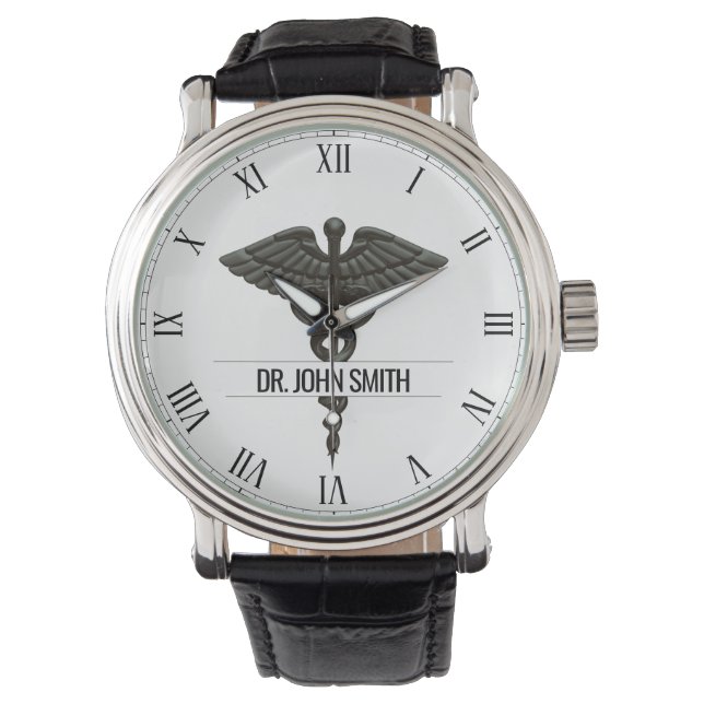 Berufliche Ärztliche Kadukus Schwarz-weiß Männer Armbanduhr (Vorderseite)