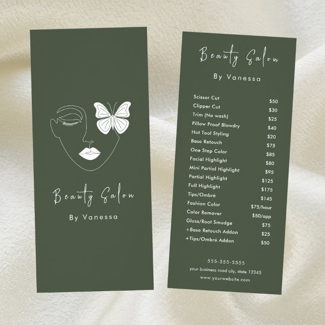 Berufliche Beauty Salon Preislisten Werbekarte (Von Creator hochgeladen)