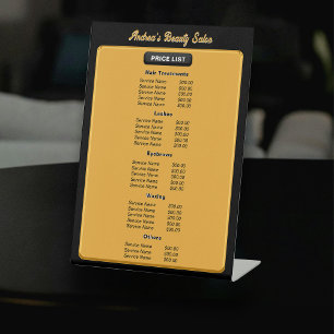 Berufliche Black Gold Salon Preisliste Sockelschild