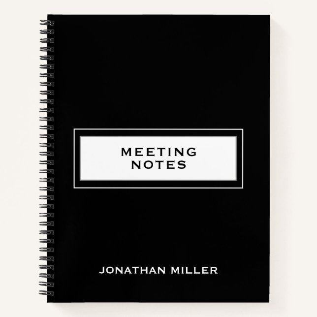 Berufliche Black Meeting Notes Notizbuch (Vorderseite)