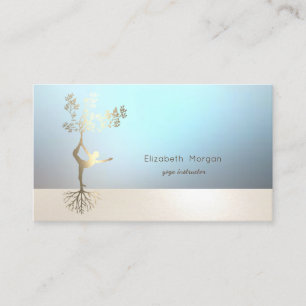 Berufliche blaue Luminous Tree Girl Silhouette Visitenkarte