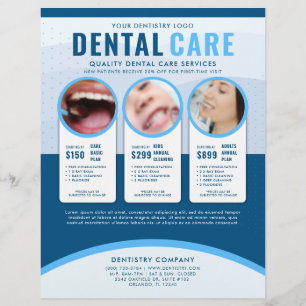 Berufliche Blue Dental Care Werbung Flyer