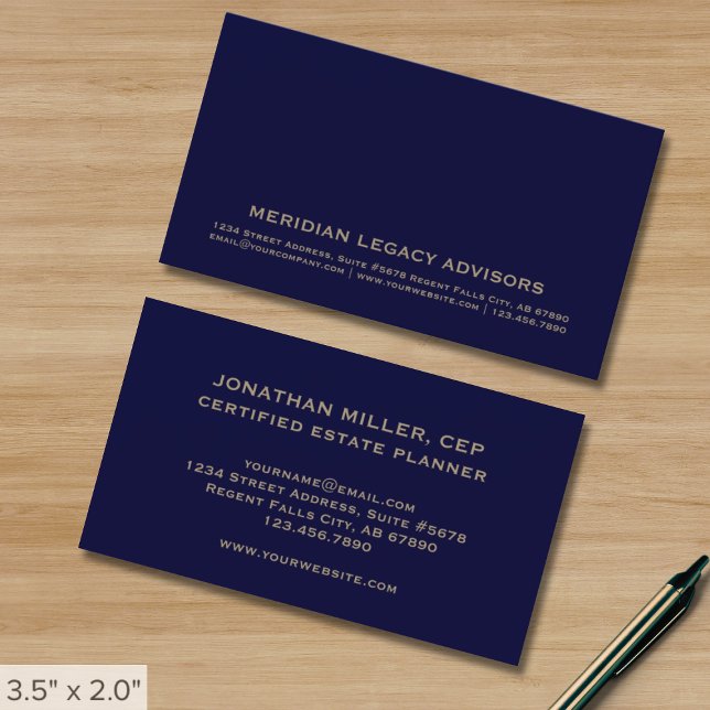 Berufliche Blue/Gold Business Card Visitenkarte (Von Creator hochgeladen)