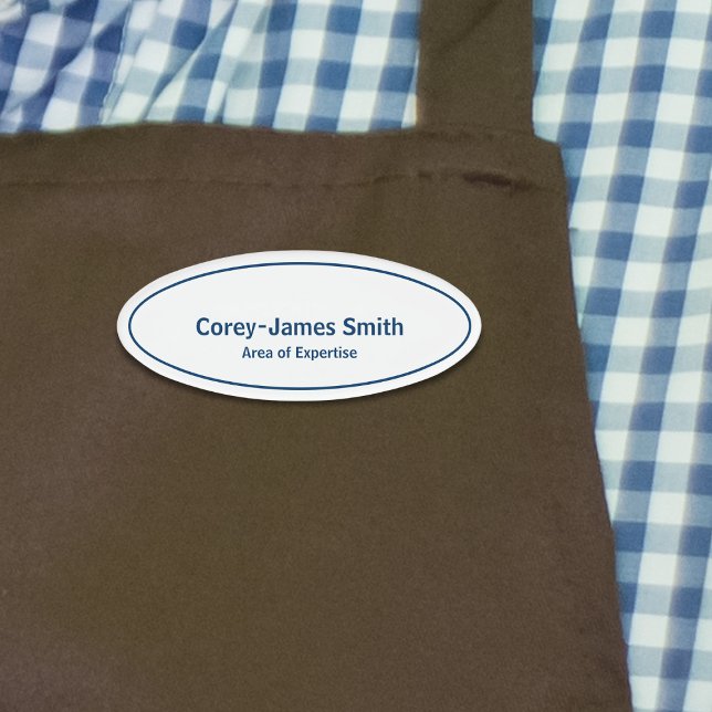 Berufliche Blue White Name Expertise Oval Namenschild (Professional Simple Blue White Name Expertise Oval Name Tag)
