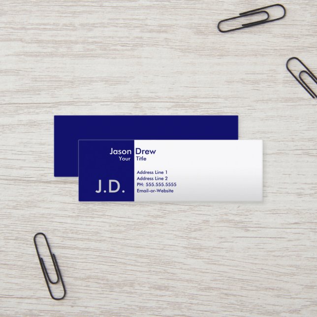 berufliche Blues mit Monogramm Mini Visitenkarte (Vorderseite/Rückseite Beispiel)