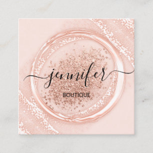 Berufliche Boutique Blush Rose Glitzer Logo Quadratische Visitenkarte