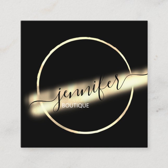 Berufliche Boutique Gold Black QRCODE Logo Uniqu Quadratische Visitenkarte (Vorderseite)