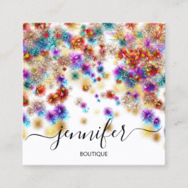 Berufliche Boutique Shop Glitzer Confetti Park Quadratische Visitenkarte