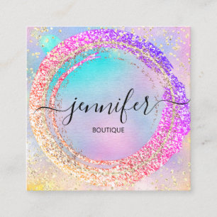 Berufliche Boutique Shop Glitzer Glam Holograph Quadratische Visitenkarte