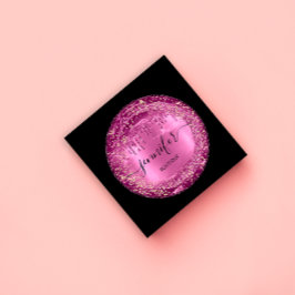 Berufliche Boutique Shop Glitzer Rosa Tropfen Blac Quadratische Visitenkarte