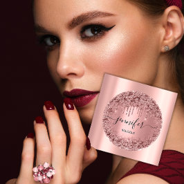 Berufliche Boutique Shop Glitzer Rose Rosa Quadratische Visitenkarte