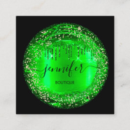 Berufliche Boutique Shop Glitzer Tropfen Emerald Quadratische Visitenkarte