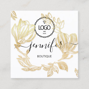 Berufliche Boutique Shop Gold Blume QR Logo Quadratische Visitenkarte