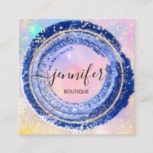 Berufliche Boutique Shop Holograph QRCode Navy Quadratische Visitenkarte