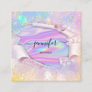 Berufliche Boutique Shop Name Holograph Glitzer Quadratische Visitenkarte