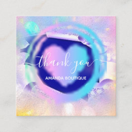 Berufliche Boutique Shop Navy Heart Holograph Quadratische Visitenkarte