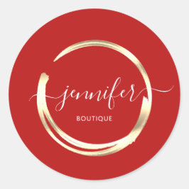 Berufliche Boutique Shop Red Gold Circle Runder Aufkleber